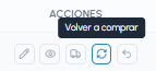Botón Comprar de nuevo con tooltip en la lista de pedidos de fluid-hub