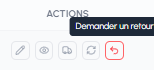 Bouton Demander un retour avec info-bulle dans la liste des commandes fluid-hub
