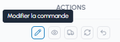 Bouton Modifier la commande avec info-bulle dans la liste des commandes fluid-hub