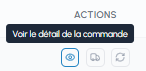 Bouton Voir le détail de la commande avec info-bulle dans la liste des commandes de l'entreprise fluid-hub