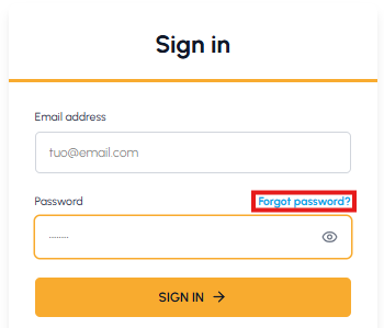 fluid-hub login screen with email and password fields and the Forgot Password link highlighted.