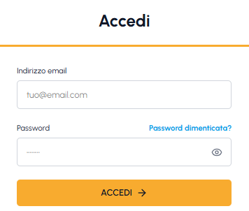 Schermata di login fluid-hub con campi indirizzo email e password e pulsante Accedi